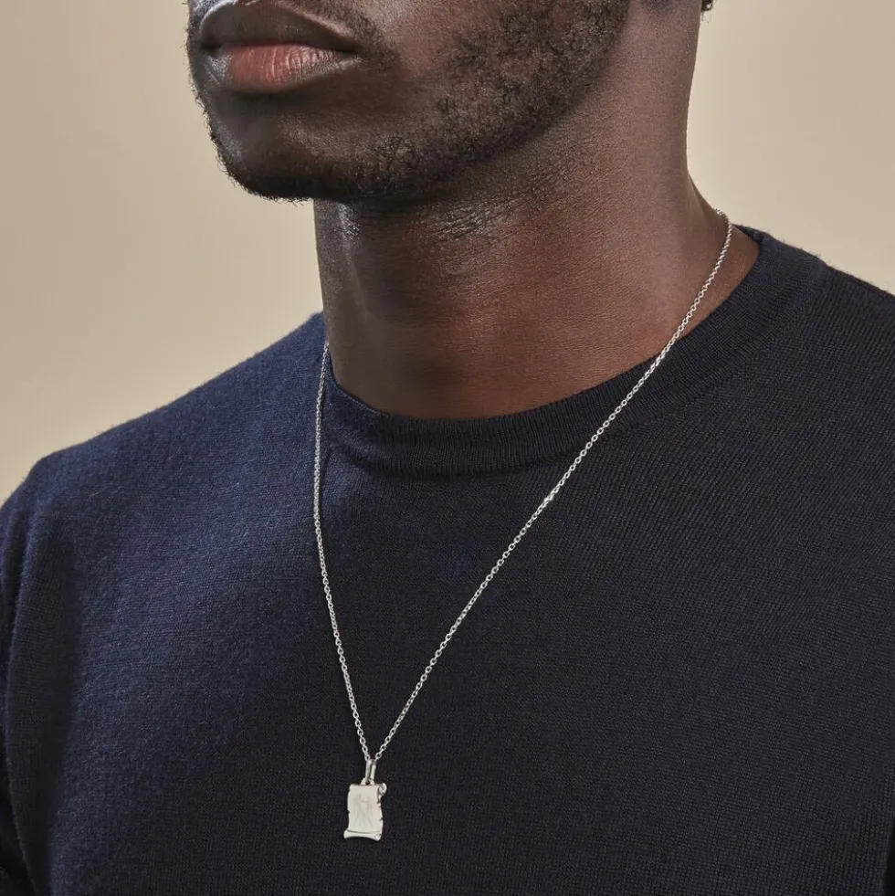 Pendentif Zodiaque Parchemin Argent Blanc