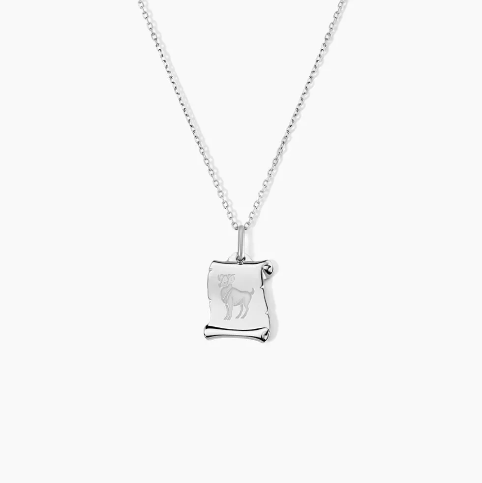 Pendentif Zodiaque Parchemin Argent Blanc