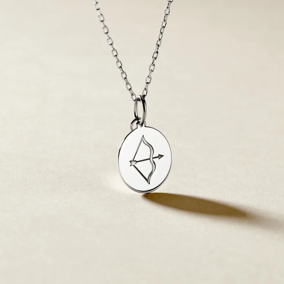 Pendentif Zodiaque Rond Argent Blanc