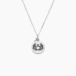 Pendentif Zodiaque Rond Argent Blanc