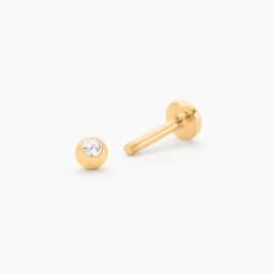 Piercing De Labret Or Jaune Acanta Oxyde De Zirconium