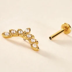 Piercing D'hélix Annecy Acier Jaune Cristal