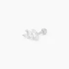 Piercing D'oreille Unitaire Fox Argent Rhodié Oxyde De Zirconium