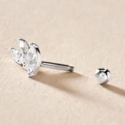 Piercing D'oreille Unitaire Fox Argent Rhodié Oxyde De Zirconium