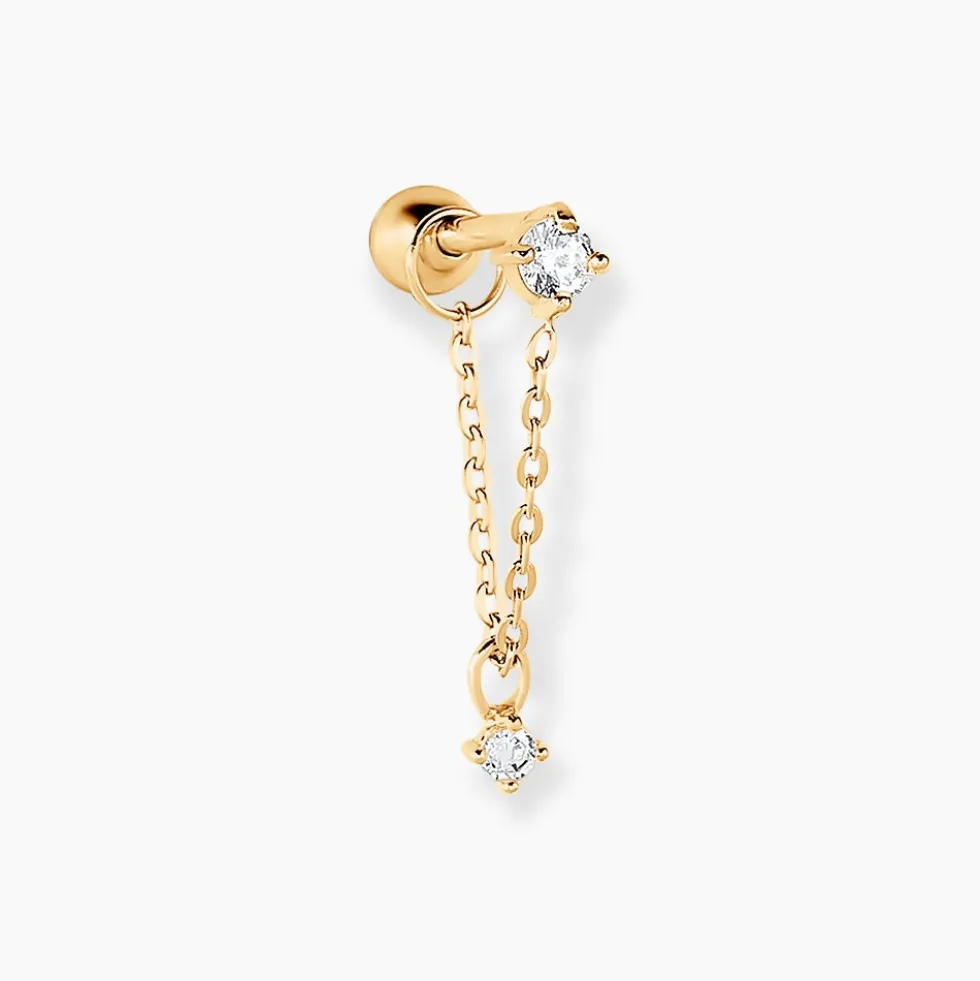 Piercing D'oreille Unitaire Giovanni Or Jaune Oxyde De Zirconium
