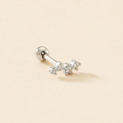Piercing D'oreille Unitaire Roseau Argent Blanc Oxyde De Zirconium