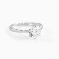 Solitaire Or Blanc Laurian Oxyde De Zirconium Blanc