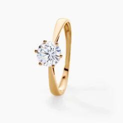 Solitaire Or Jaune Laurian Oxyde De Zirconium Blanc
