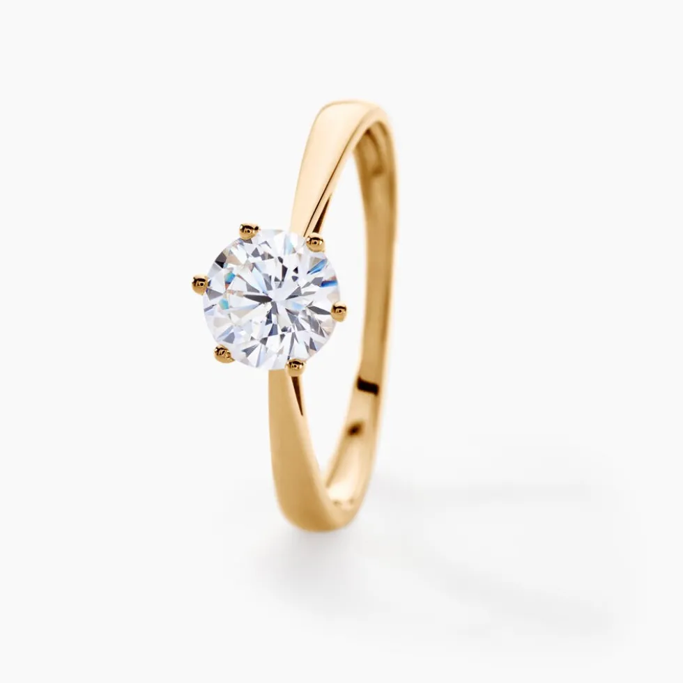 Solitaire Or Jaune Laurian Oxyde De Zirconium Blanc