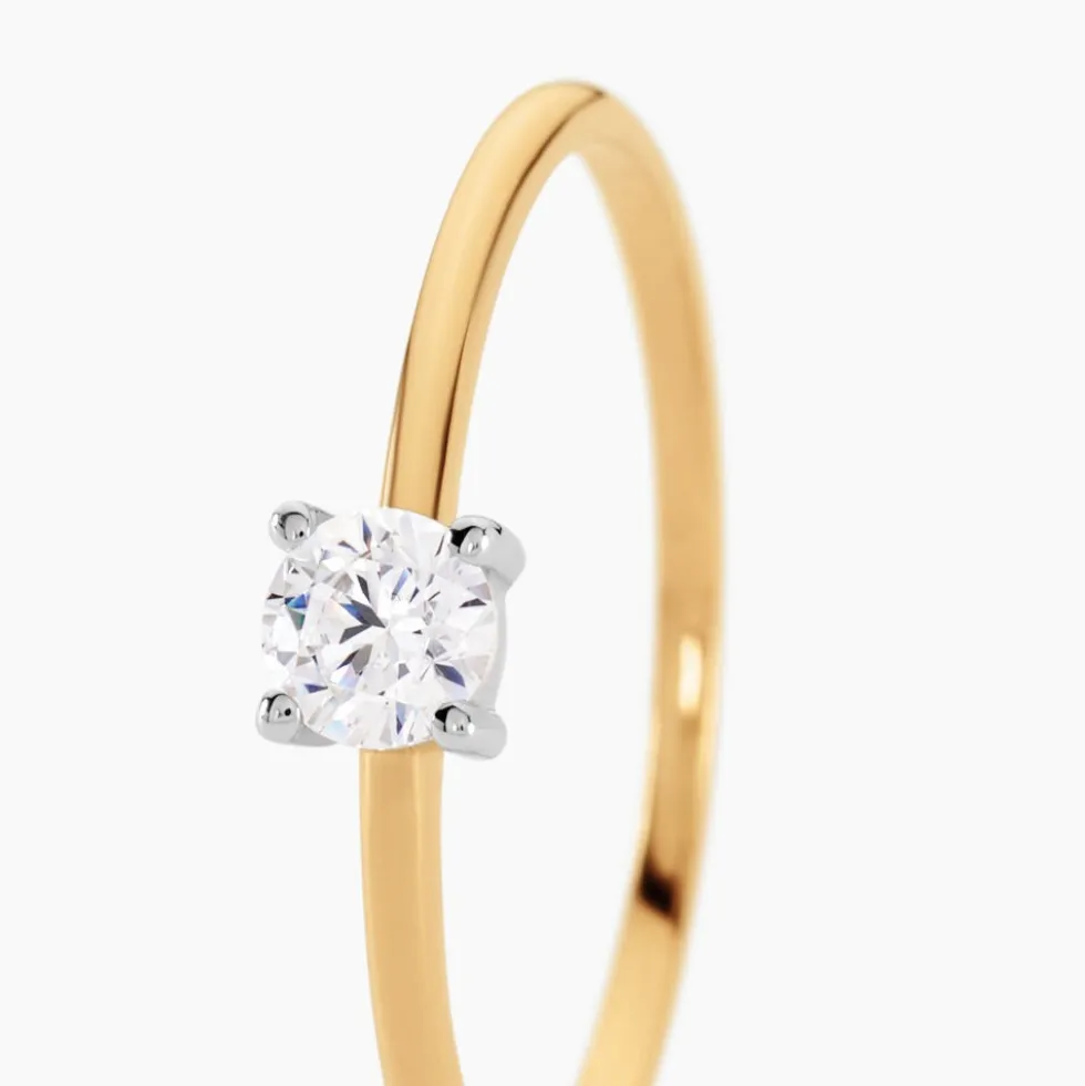 Solitaire Or Jaune Philys Oxyde De Zirconium